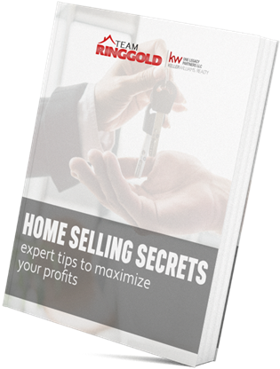 Cover of a ringed book with the text Home Selling Secrets Expert Tips to Maximizing Your Profit in the top middle, and Team Ringgold One Legacy Partners LLC logo in the bottom left corner.